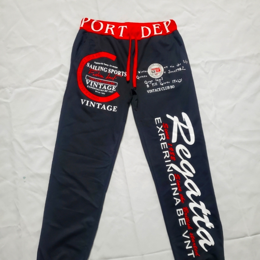 Regatta Men’s Jogger Sweatpants – Navy/Red Graphic Logo, Size S